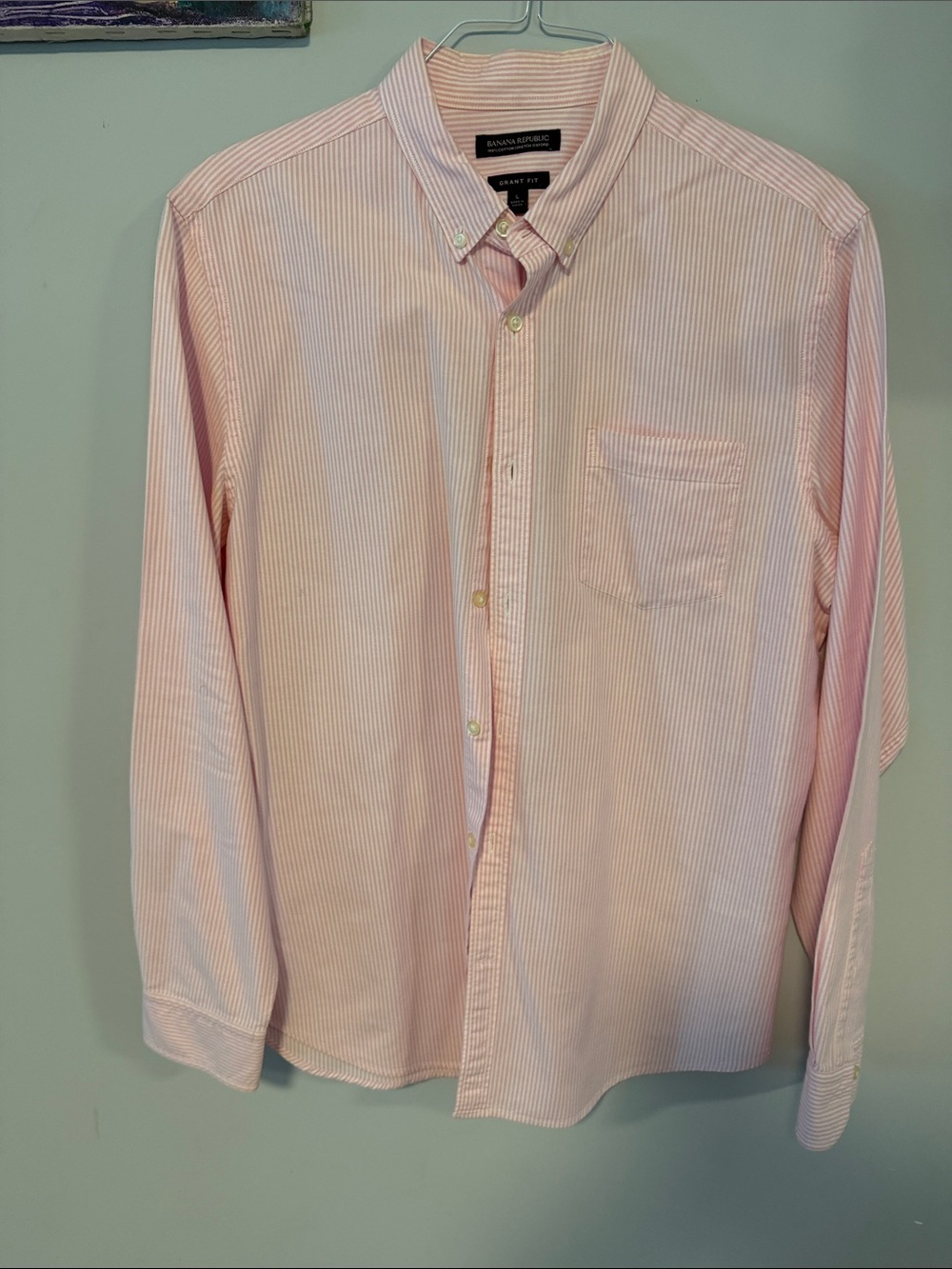 Banana Republic Pink and White Striped Button-Down Shirt